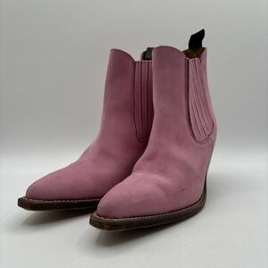 Sancho Heeled Chelsea Ankle Boots Pink Leather Vintage Women's 36 US 5.5 Suede